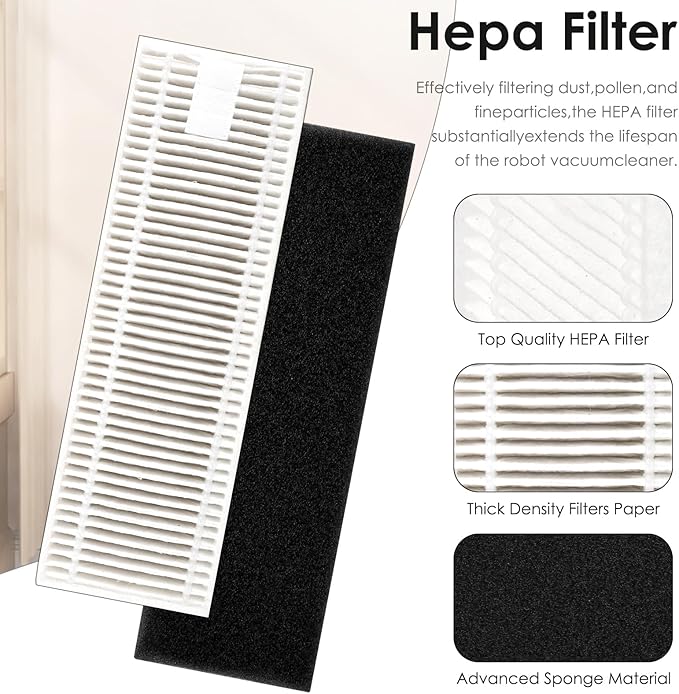 (12 Pieces) HEPA Filter Compatible With Robotic Vacuum Tikom G8000/ G8000 Pro, Robot Vacuum Cleaner Filter Kit, Replacement Parts 12 Filters Accessory Kit