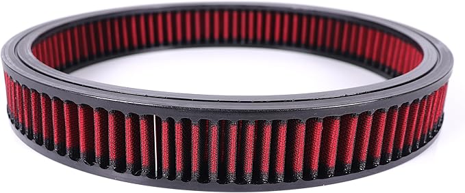 14"x2"Air Cleaner Air Filter Element Round Replacement Washable Reusable Compatible with Chevrolet Buick Ford GMC Mopar Oldsmobile Pontiac Cotton Fiber High Flow (Red)