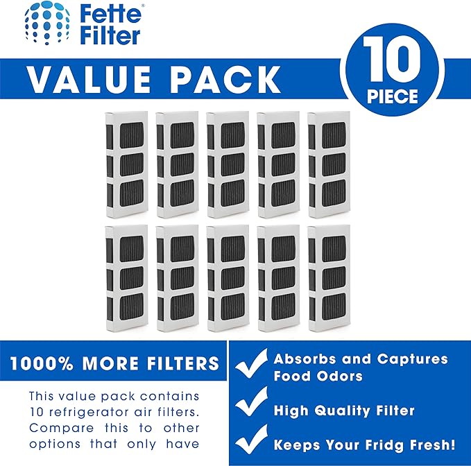 Fette Filter - Refrigerator Air Filter Compatible with Frigidaire Paultra II, Pure Air Ultra II, Electrolux 242047805 5303918847 EAP12364179 Part Number 5303918847 - Pack of 10