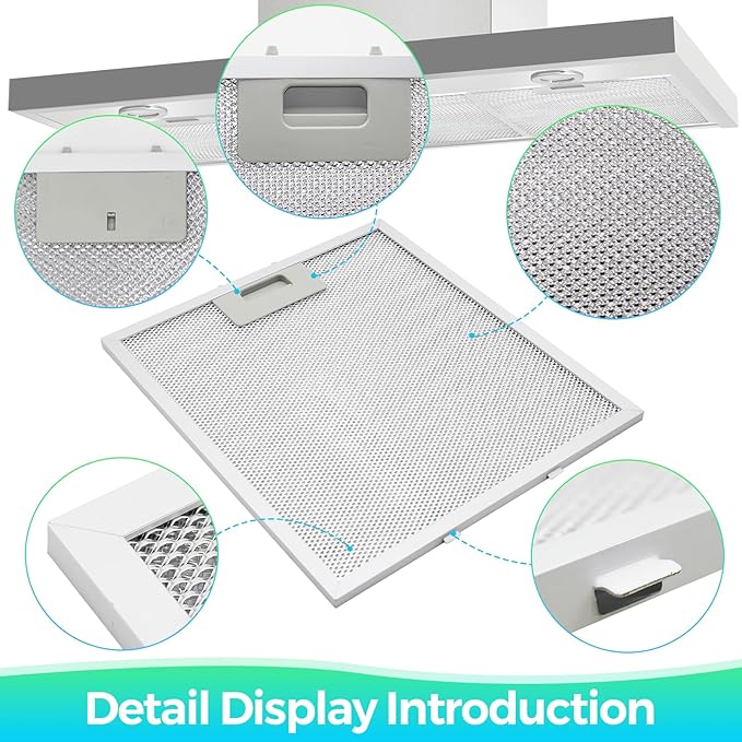 W10169961A Range Hood Filter Replacement 12" Long x 10.5" Wide - Aluminum Frame & Mesh - 2 Pack by seteams