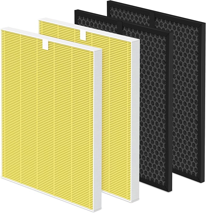 5510 Pet Care Replacement Filter for Winix 5510 and 5520 Air Purifier, Filter Q Replacement Combo Pack Includes: 2 HEPA & 2 Carbon Filter, Yellow