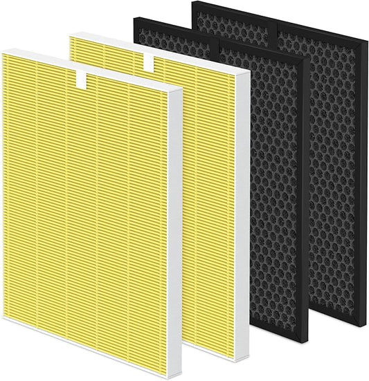5510 Pet Care Replacement Filter for Winix 5510 and 5520 Air Purifier, Filter Q Replacement Combo Pack Includes: 2 HEPA & 2 Carbon Filter, Yellow
