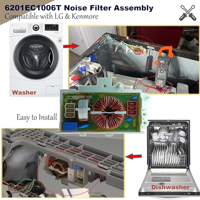 Upgrade 6201EC1006T Noise Filter Assembly Fits for LG kenmore Washing Machine & Dishwasher