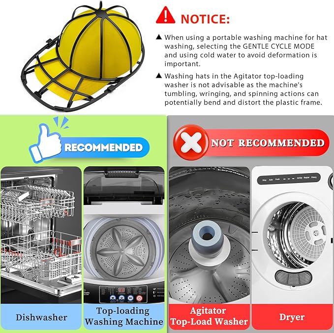 Coopache 4 Pack Hat Washer for Baseball Cap Washer Cage for Washing Machine,Ball Cap Washing Frame Hat Cleaner Holder Protector for Dishwasher
