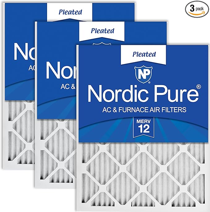 Nordic Pure 15x20x1 (Actual Size: 14 1/2 x 19 1/2 x 3/4) Pleated MERV 12 Air Filters 3 Pack