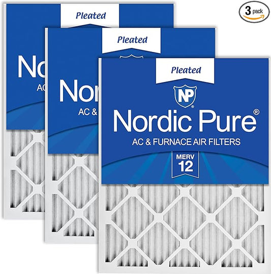 Nordic Pure 16x24x1 (Actual Size: 15 1/2 x 23 1/2 x 3/4) Pleated MERV 12 Air Filters 3 Pack