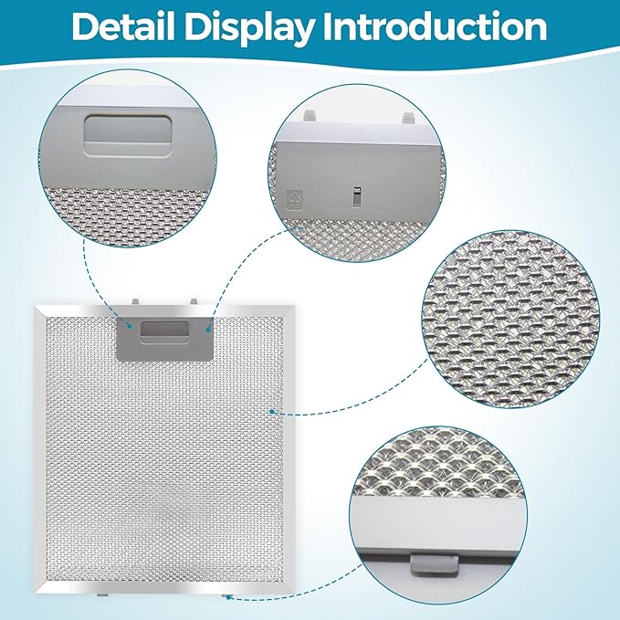 Range Hood Filter Replacement 10.25x9x0.35Inch (260x230x8.9mm) 5-Layer S97018029 Mesh Hood Vent, Range Hood Grease Filter, fits Br.oan's B5 Series 2pack by oneket (Aluminum)