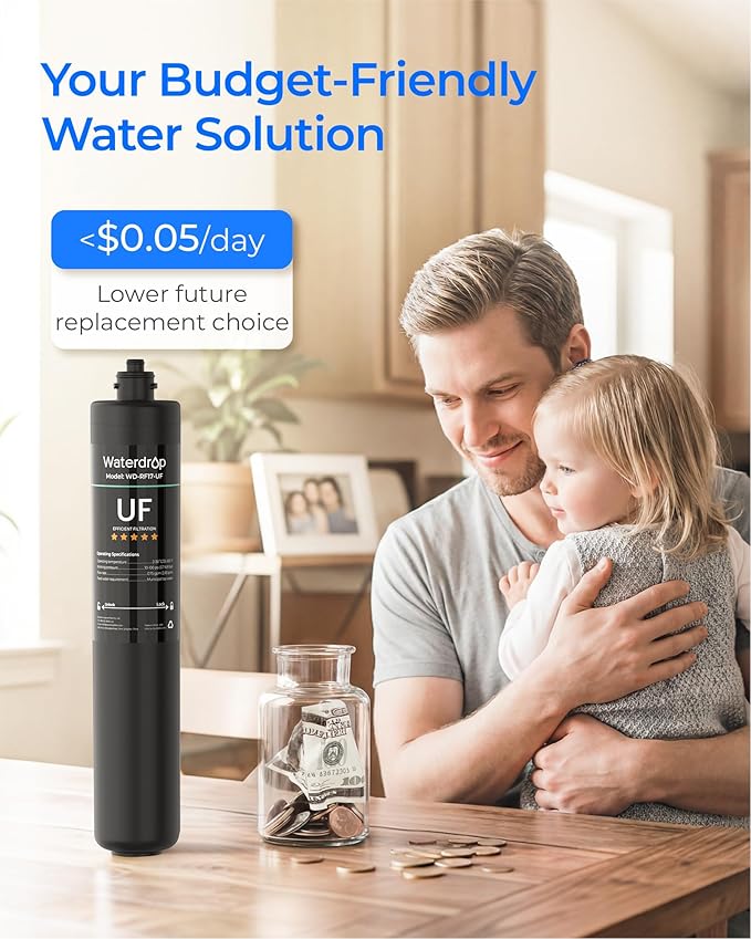 Waterdrop RF17-UF 0.01 Micron Water Filter, 24K Gallons High Capacity, Reduces Lead, Chlorine, Bad Taste & Odor, Replacement for Waterdrop Under Sink Water Filtration system
