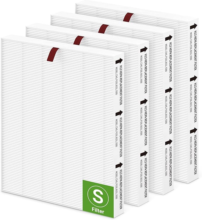 C545 True HEPA Replacement Filter S Compatible with Winix C545, Replacement for Winix S Filter Part 1712-0096-00 and 2522-0058-00, 4 Pack