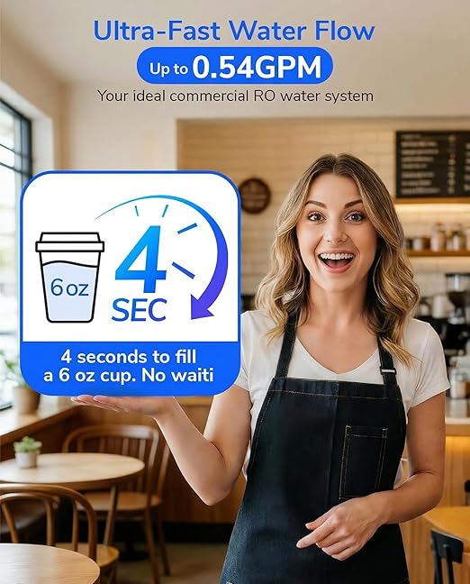 Ecoviva RO800G Tankless 9-Stage Commercial Reverse Osmosis Water Filtration System, NSF/ANSI 58, 800GPD German Design 3:1 Pure to Drain,10 Years Fully Sealed Solid & Reliable, Alkaline PH+