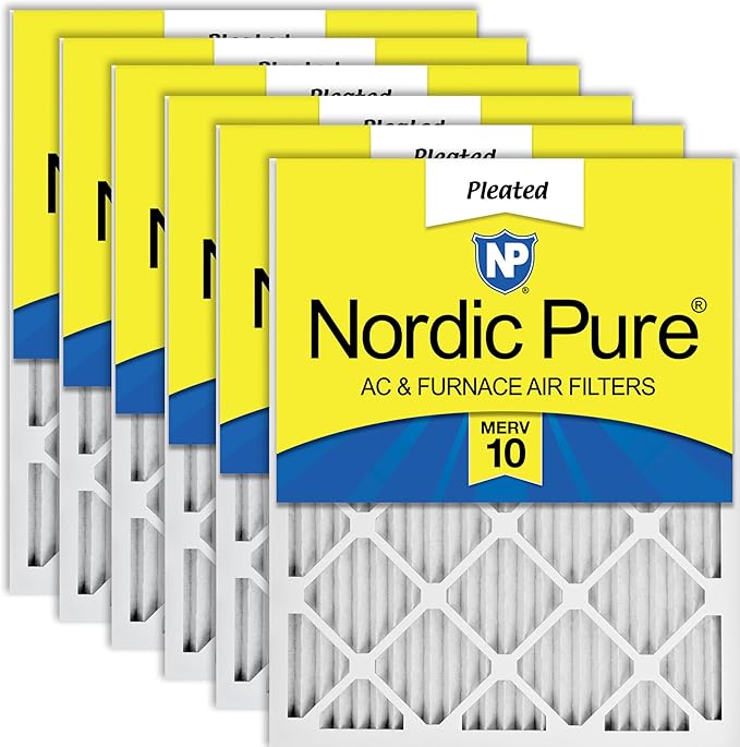 Nordic Pure 14x25x1 (Actual Size: 13 1/2 x 24 1/2 x 3/4) Pleated MERV 10 Air Filters 6 Pack