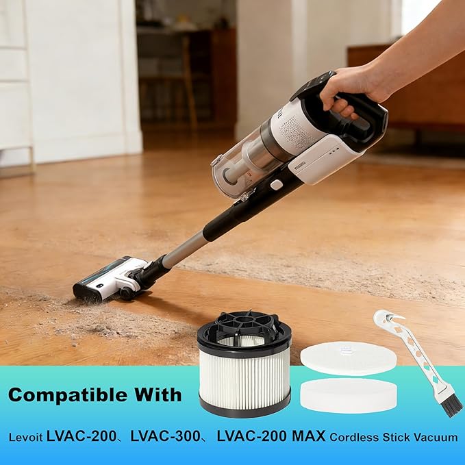 21 PCS LVAC-200 Filter Replacement for LEVOIT LVAC-200/LVAC-300/LVAC-200 MAX Cordless Stick Vacuum Cleaner,8 Pre-Motor Filters 4 Post-Motor Filters,Designed for Higher-Frequency Replacements