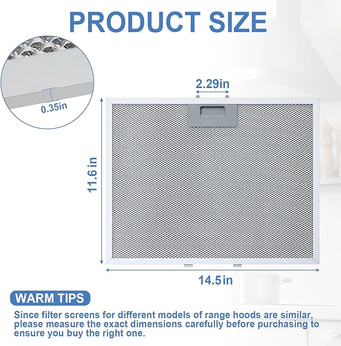 WB02X11011 Range Hood Grease Filter Compatible with GE 5 Layer Aluminum Vent Range Hood Filters JV636H1SS JV636H2SS JV536H1SS JV536H2SS JV535H1WW JV635H1BB JV635H2CC, 14-1/2 x 11-5/8 Inches - 2 Pack