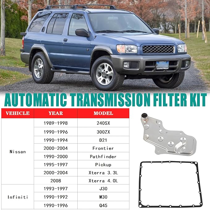RE4R03A Automatic Transmission Filters Kit Compatible with 1989-2008 Nissan Pathfinder Frontier Xterra D21 Pickup Infiniti J30 M30 Q45 2.4L 3.0L 3.3L 4.5L Replaces 31728-41X02 ‎31728-41X00