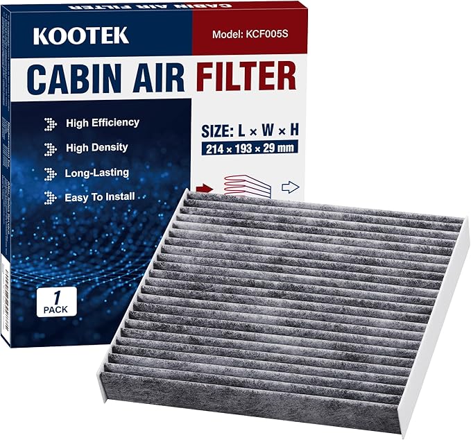 Kootek Cabin Air Filter with Activated Carbon, Fits CP285, CF10285, Compatible with Toyota Camry, Sienna, Subaru Outback, Scion, Tundra, 4Runner, RAV4, Corolla, Highlander, Jaguar, Lexus