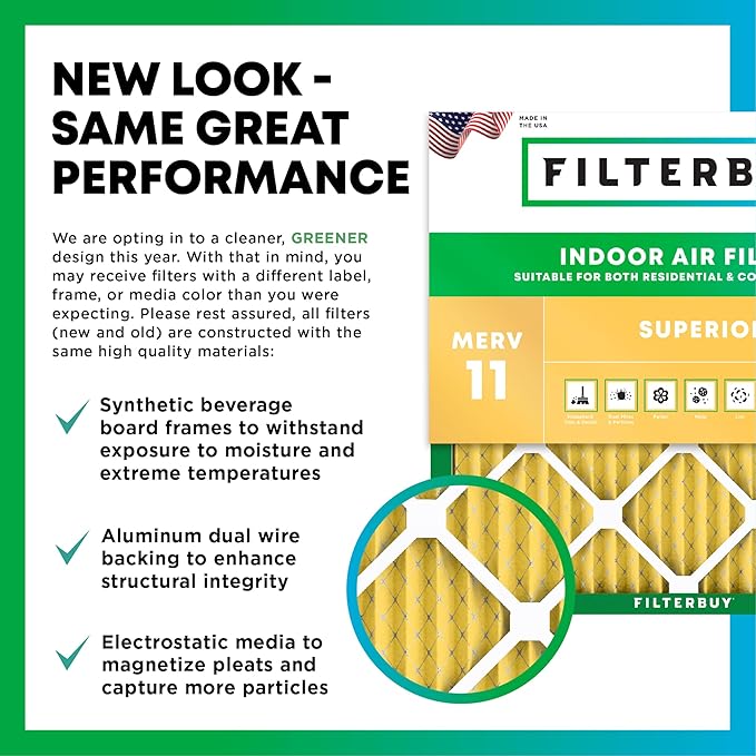 Filterbuy 13.5x23.5x1 Air Filter MERV 11 Superior Pet & Allergy Defense (6-Pack), Electrostatic Pleated HVAC AC Furnace Filters Replacement (Actual Size: 13.38 x 23.38 x 0.75)