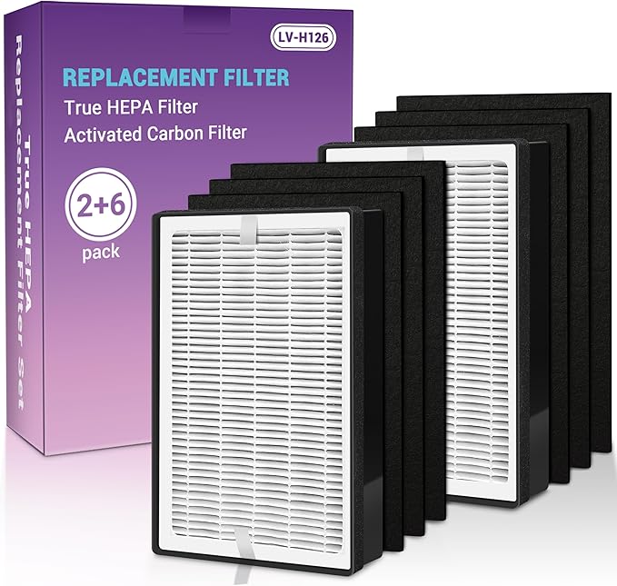 LV-H126 Replacement Filter for LEVOIT LV-H126 Air Purifier. 2 Filter + 6 Activated Carbon Filters. LV-H126-RF