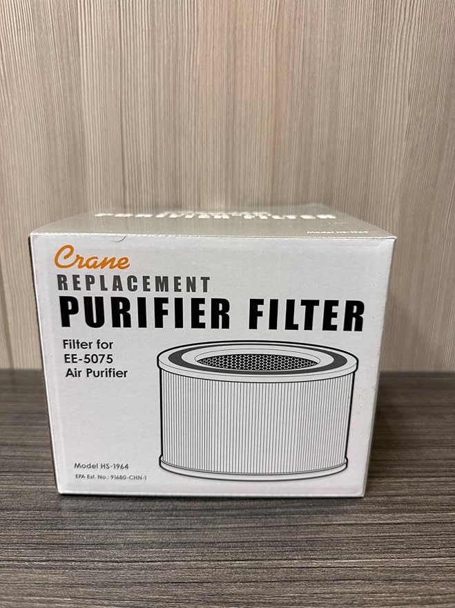 Crane Genuine Air Purifier Replacement Filter For Model EE-5075, HS-1964, HEPA Air Filter Replacement, Pack Of 1, 3-Stage Filtration For Better Indoor Air Quality