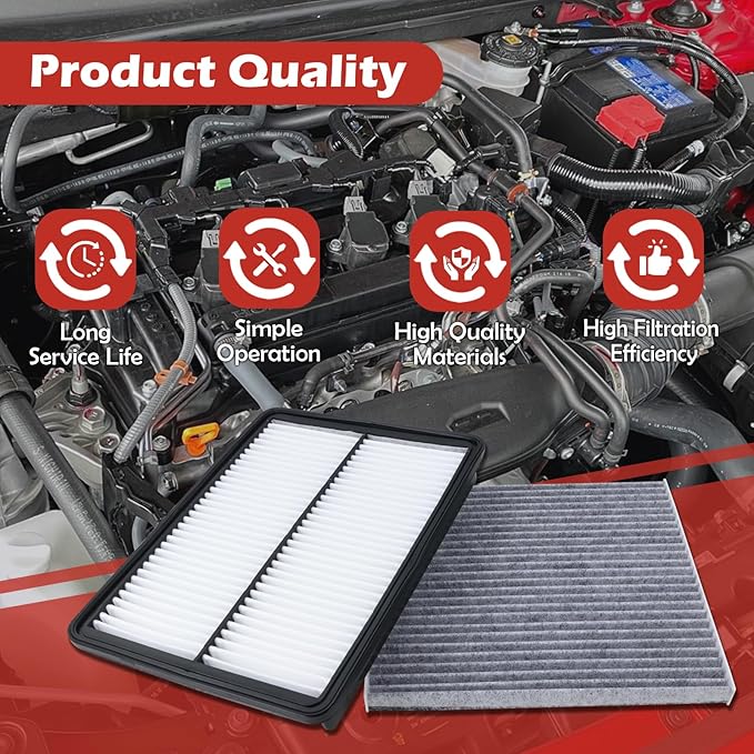 28113-2W100 Engine Air Filter and 97133-3SAA0 Cabin Air Filter kit Compatible with 2013-2016 Hyundai Santa Fe Sport 2013-2018 Santa Fe 2013-2019 Santa Fe XL Replaces CA11500 CF11819