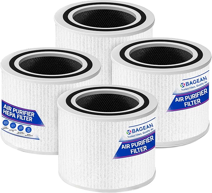 Bagean Core P350 HEPA Replacement Filter for Levoit Core Air Purifier - Compatible with Levoit Filter Replacement Core 300 - H13 True HEPA with Carbon Filters 99.98% Particles and Purifies Air (4-Pk)