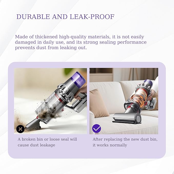 Upgraded 7.72in Large Dust Bin Replacement for Dyson V11 V15 SV14 SV15 SV22 Vacuum Cleaner,Canister Bin for Part No.970050-01 and No.965443-01 with 1 HEPA Filter,Restore Suction and Leak-proof