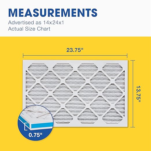 Aerostar 14x24x1 MERV 11 - 6 Count - Pleated HVAC, Furnace & Air Conditioner Filters - Removes Dust, Cold & Flu Germs, Lint, Mold, Pet Dander, Allergy-Causing Pollen, Smog & Smoke