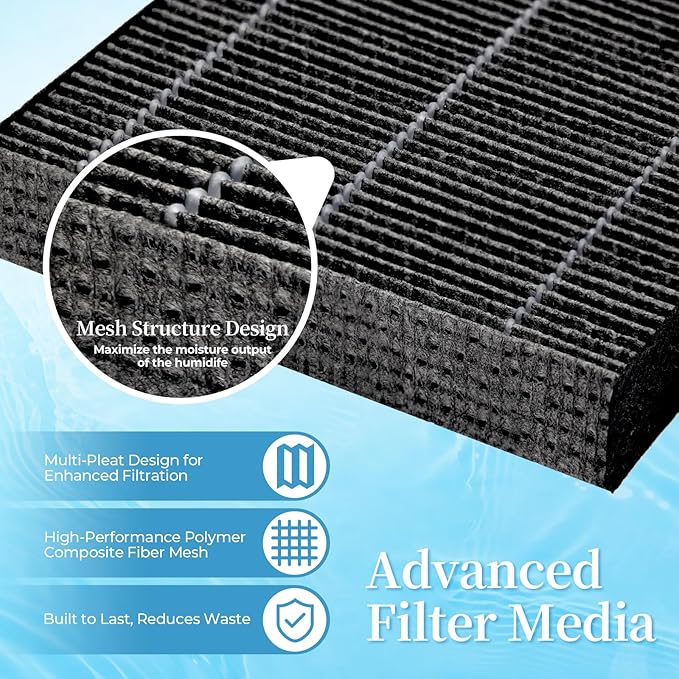 8-Pack 6000S Replacement Filter, Compatible with LEVOIT Superior 6000S Smart Evaporative Humidifier, for Large Particles and Minerals, Gray