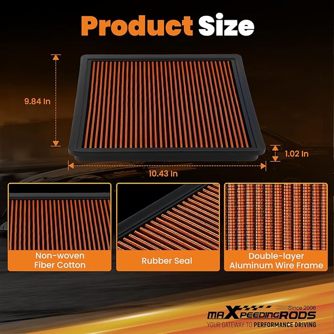 maXpeedingrods MX-2385 High Performance Engine Air Filter Washable & Reusable, Requires No Oil for Ford F150 2011-2024, for Ford F250/F350/F450/F550 Super Duty, Expedition, For Lincoln Navigator