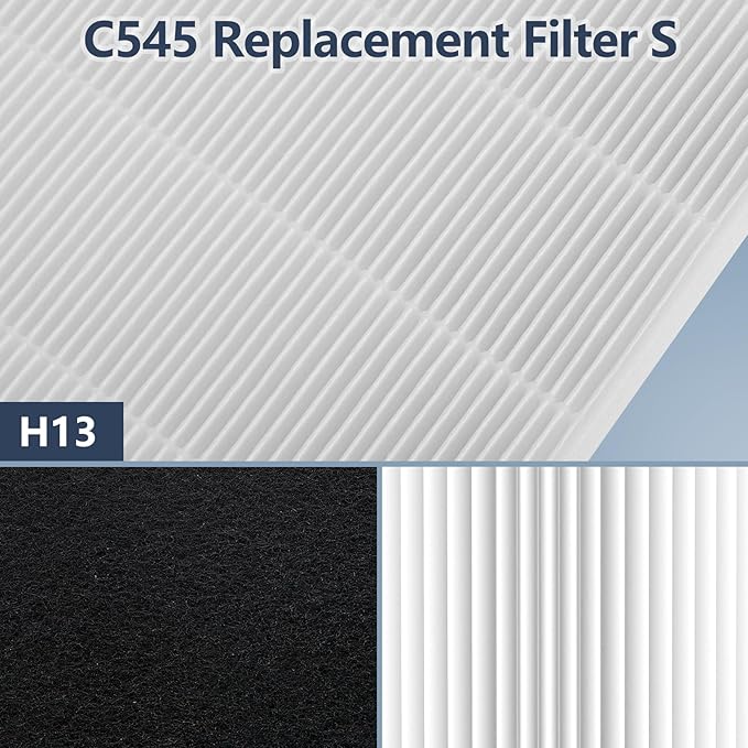 C545 HEPA Replacement Filter S for Winix C545 Air Purifier, Replace Part 1712-0096-00 and 2522-0058-00,2 Pack True HEPA Filter + 8 x Activated Carbon Pre-Filter