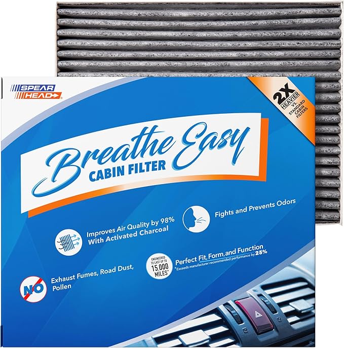 Spearhead Odor Defense Breathe Easy AC & Heater Cabin Filter | Fits 2014-2019 Soul, 2015-2019 Soul EV Like OEM | Up to 25% Longer Lasting w/Activated Carbon (BE-002)