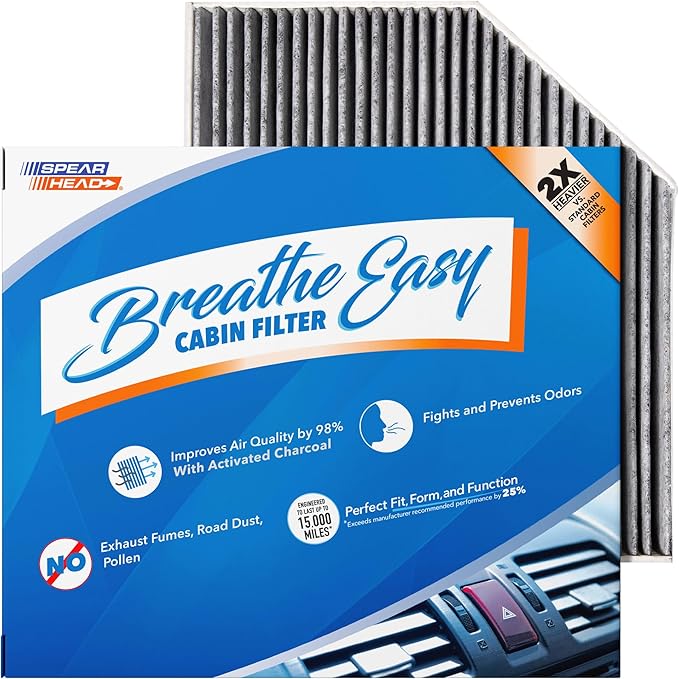Spearhead Odor Defense Breathe Easy AC & Heater Cabin Filter | Fits Select 2008-2017 Audi, 2015-2024 Macan Like OEM | Up to 25% Longer Lasting w/Activated Carbon (BE-179)