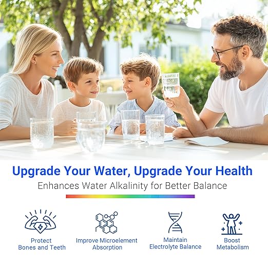 LCF Alkaline Countertop Water Filter, 𝐒𝐢𝐥𝐯𝐞𝐫 𝐈𝐨𝐧𝐬 Enhanced 6-Stage Stainless Steel Water Filter for Sink Faucet, Reduces Heavy Metals, Bad Taste & 99% Chlorine, 16,000 Gallons(2 Filters)