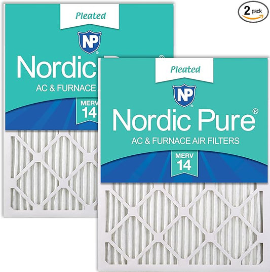 Nordic Pure 18x25x1 (Actual Size: 17 1/2 x 24 1/2 x 3/4) Pleated MERV 14 Air Filters 2 Pack