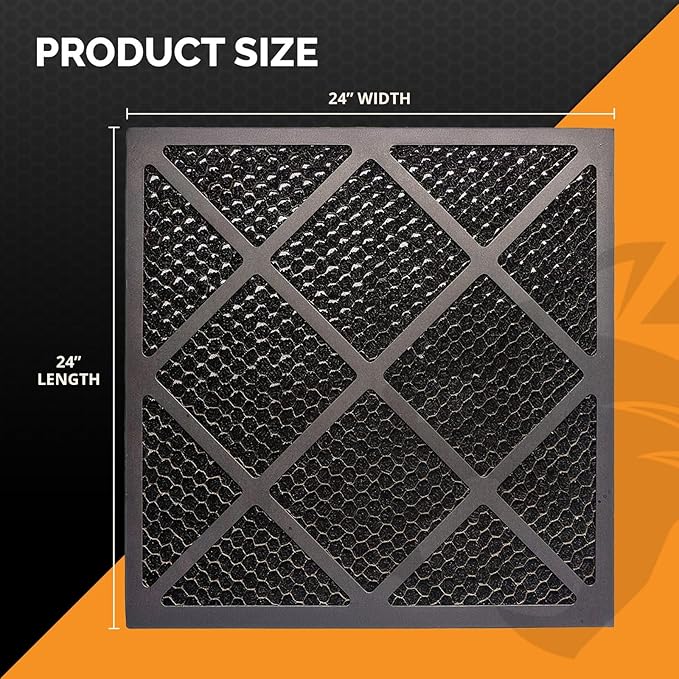 Tiger Tough HEPA 500 Activated Carbon Filter 24x24x1 – Replacement Air Purifier Filter for Air Scrubbers, Odor Removal & VOC Control – Compatible with HEPA Air Purifiers & Home Air Filters