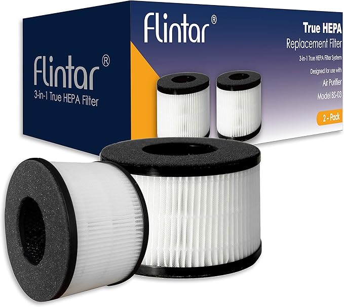 Flintar BS-03 Replacement Filter, Compatible with PARTU and SLEVOO BS-03 HEPA Air Purifier, 2-Pack