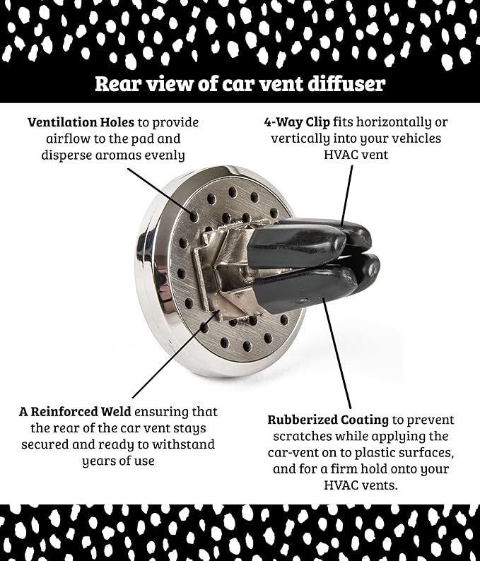 Wild Essentials Sunflower Essential Oil Car Vent Diffuser Kit, Lavender, Lemongrass, Peppermint, Orange Oils, Stainless Steel Locket Pendant, 8 Refill Pads, Customizable Color Changing Air Freshener