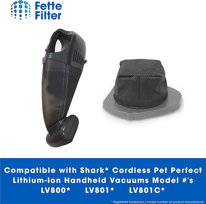 Fette Filter - Dust Cup Filter Compatible with Shark Cordless Pet Perfect Lithium-Ion Handheld Vacuums Models LV800 LV801 LV801C Compare to Part # XDCF800. (Pack of 6)