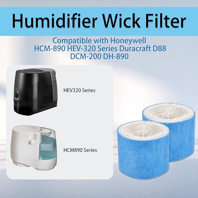 4 Pack HC-888 Humidifier Wick Filter C | Fit for Honeywell HCM890 HEV320 Series & Duracraft D88 DCM-200 DH-890, for Walgreens Humidifiers | Replacement Parts HC888 HC888N - Blue Layer Upgraded