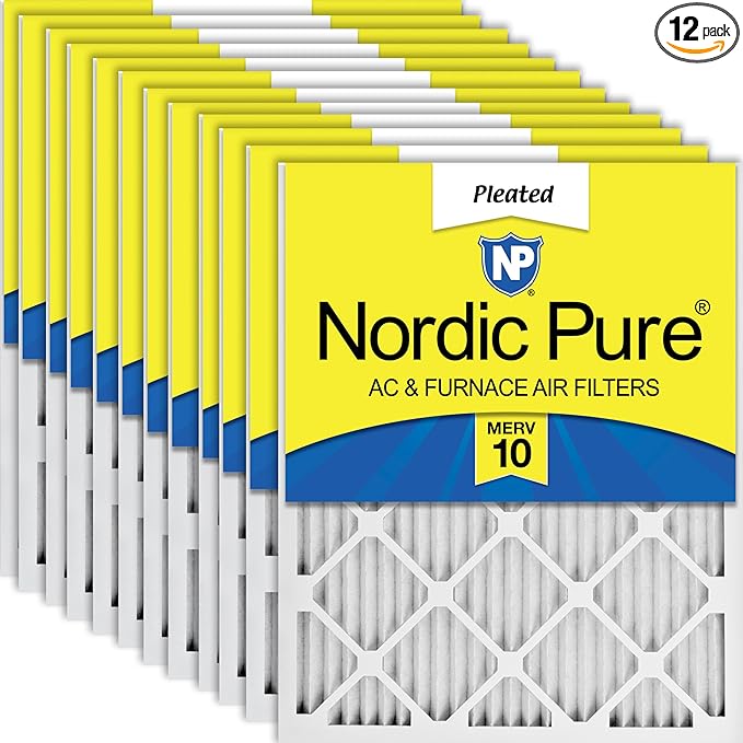 Nordic Pure 12x20x1 (Actual Size: 11 1/2 x 19 1/2 x 3/4) Pleated MERV 10 Air Filters 12 Pack