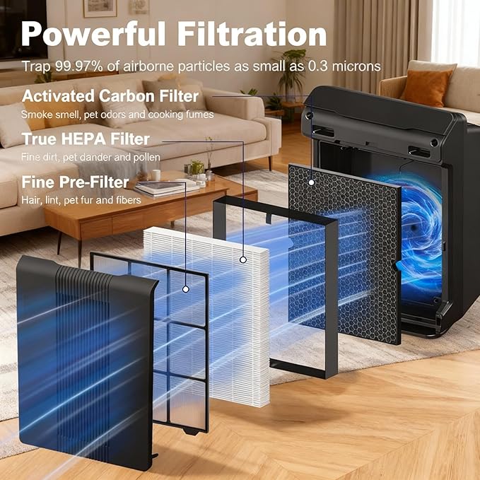 116130 Replacement Filter H Compatible with Winix AM80 Plasmawave Air Purifier 5500-2 5500 5300 6300 6300-2 9000 5000 5000B C909 Air Purifier, 16.25"L x 12.5"W x 1.5"Th, White