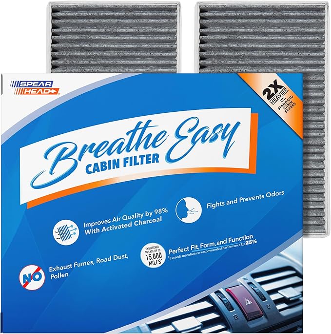 Spearhead Odor Defense Breathe Easy AC & Heater Cabin Filter | Fits Select 1999-2002 Cadillac, Chevrolet, GMC Like OEM | Up to 25% Longer Lasting w/Activated Carbon (BE-791A)