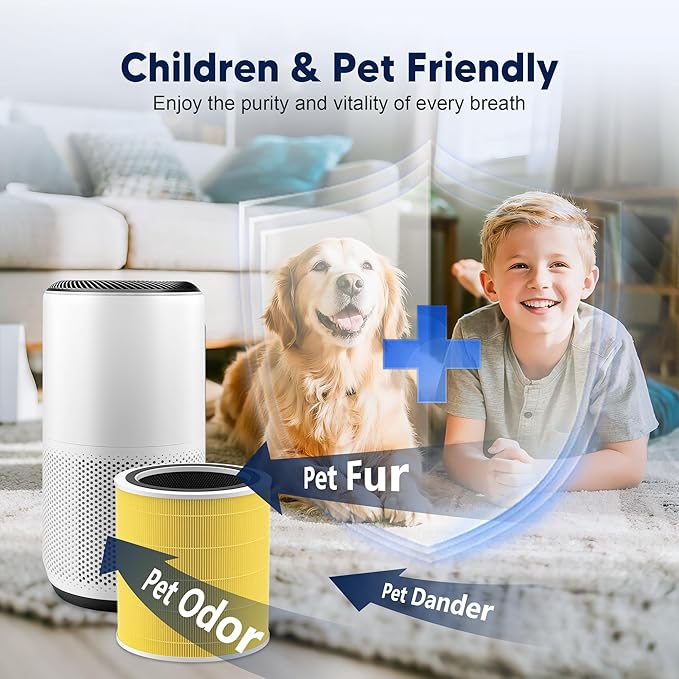 Core 400S Pet Care Replacement Filter for LEVOIT Core 400S and Core 400S-P Smart WiFi Air Purifier, 3-in-1 High-Efficiency Activated Carbon Filter, Core 400S-RF-PA (LRF-C401-YUS), Yellow, 2 Pack