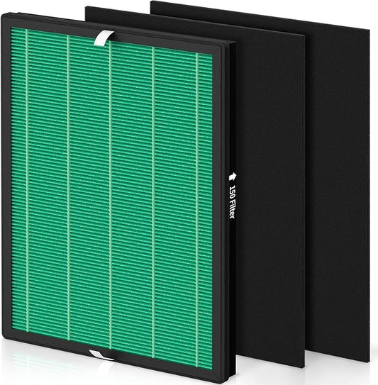 1 Pack 150 True HEPA Replacement Filter Set for Coway Airmega 150 Air Cleaner Purifier with 2 Activated Carbon Filters, Part Number AP-1019C-FP