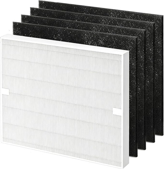 AP-1512HH Filter Compatible with Coway Airmega AP-1512HH and 200M Air Purifier, AP-1512HH-FP, AP-1518R, AP-1519P, Compared to Part # 3304899, 1 True HEPA + 4 Carbon Filters