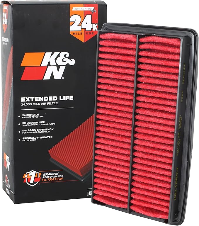 K&N Engine Air Filter: Extended Life 24,000 Mile Replacement Air Filter: Compatible with 2016-2022 Honda/Acura V6 (Odyssey, Passport, Pilot, Ridgeline, MDX), KNX-5041