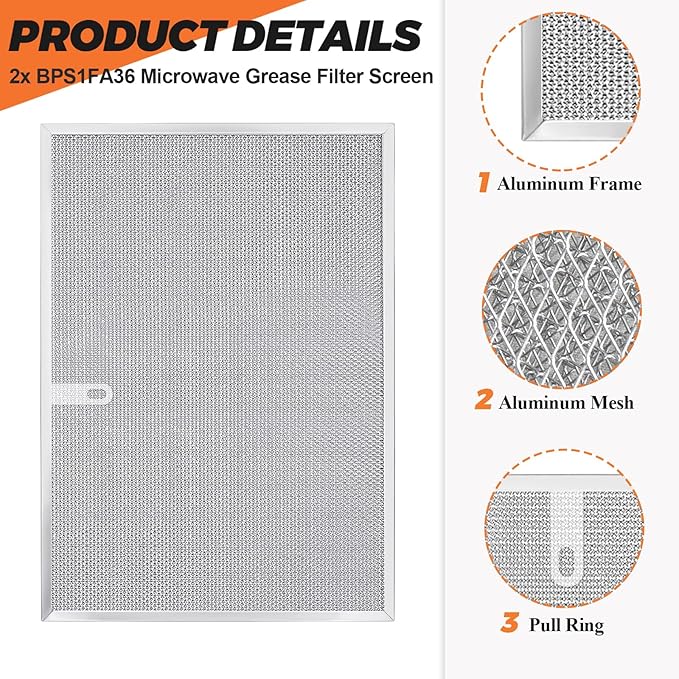 𝟮𝟬𝟮𝟲 𝗨𝗽𝗴𝗿𝗮𝗱𝗲+𝟭𝟬% 𝗔𝗹𝘂𝗺𝗶𝗻𝘂𝗺 BPS1FA36 Range Hood Filter 2 Pack 11-3/4" X 17-1/4" X 3/8" Fit for Broan NuTone Allure Sears 36" WS1, WS2, QS1, 5260-36" Series Hood Grease by Beaquicy
