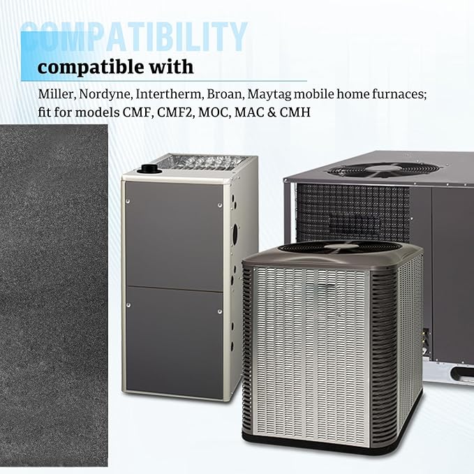 2 Pack Furnace Door Filter for Mobile Home, Washable Foam Air Filtration Compatible with Miller, Nordyne, Intertherm, Broan & Maytag furnaces 16" x 26" x 1/4"
