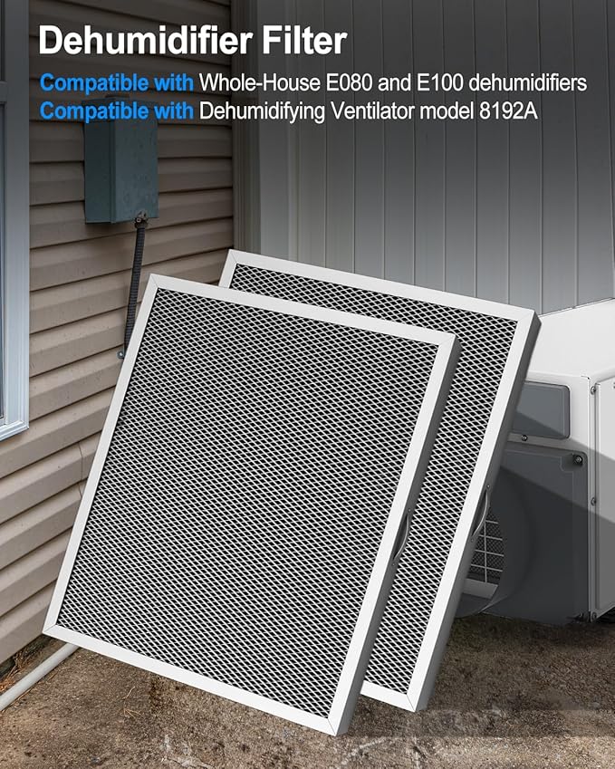 WUMZIJ 5881 Washable MERV 8 Dehumidifier Filter Compatible with Whole-House Dehumidifiers Models E100 E080 and Dehumidifying Ventilator 8192A, 12x13.5x1 MERV 8 Washable 2PCS