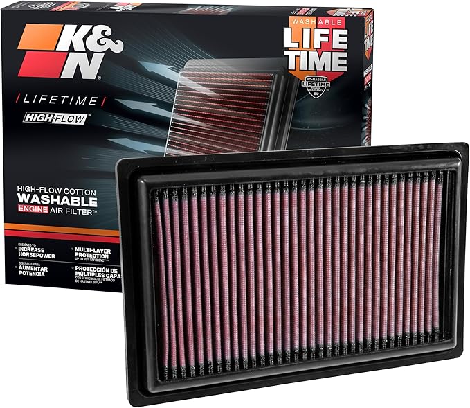 K&N High-Flow Original Lifetime Engine Air Filter: Increase Power: Premium, Washable: Compatible with 2013-2021 MERCEDES BENZ: (Se Product Description for Select Models) 33-3034