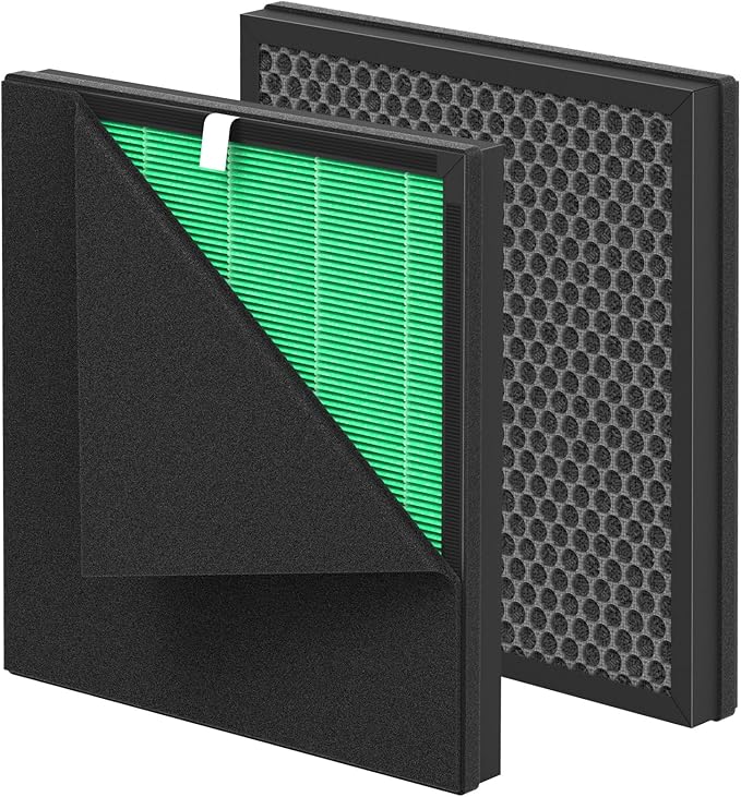 ET066 Replacement Filter Compatible with Evalit ET066 Air Purifier, Washable HEPA 3-Stage Filtration for Home Large Room, Pet Dander Version, 2 Pack
